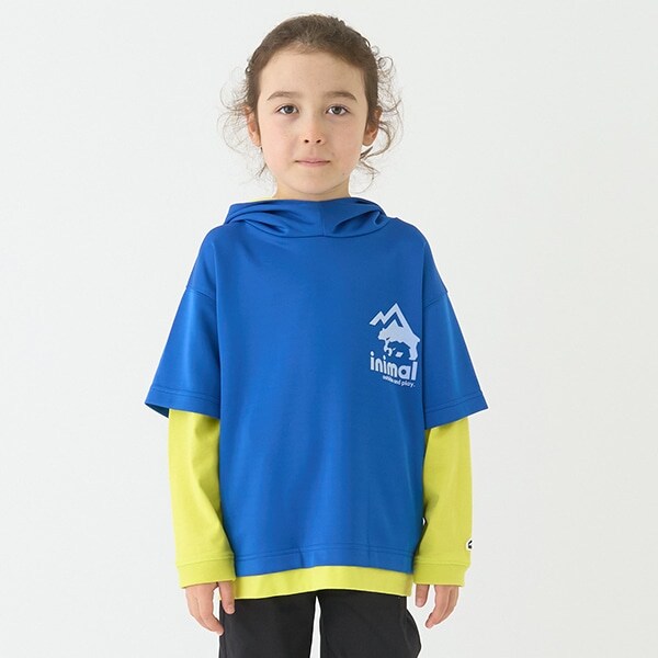 【撥水】ポンチフェイクレイヤードTパーカー