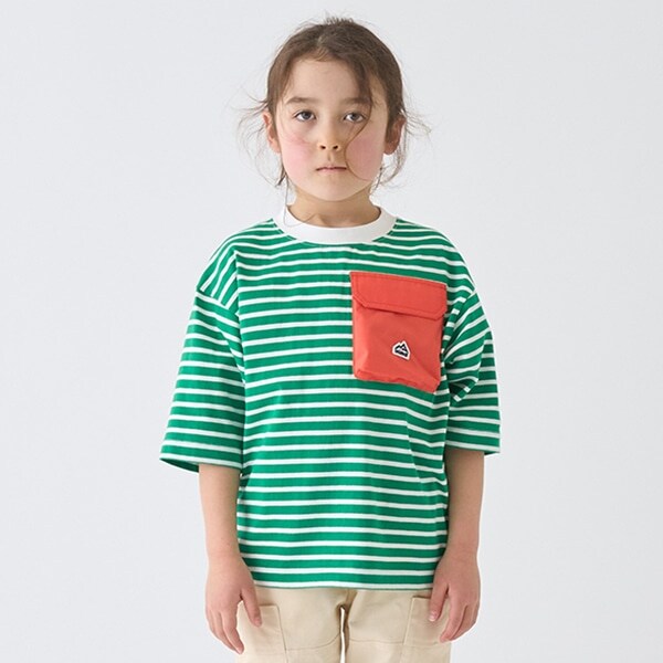 ボーダー配色ポケットビッグT