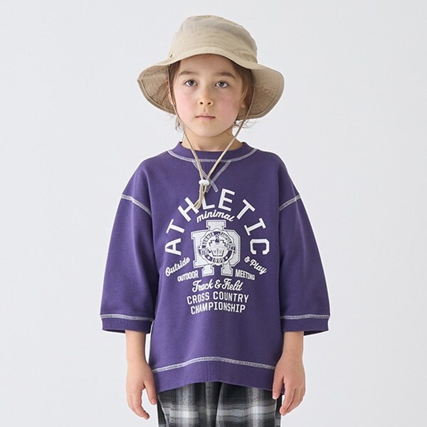 配色ステッチ裏毛プリントPO