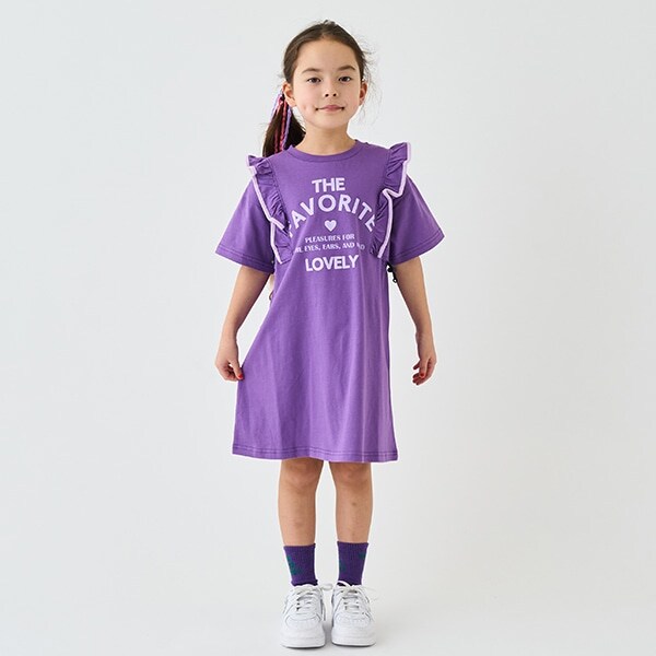 【防汚加工】肩フリルワンピ