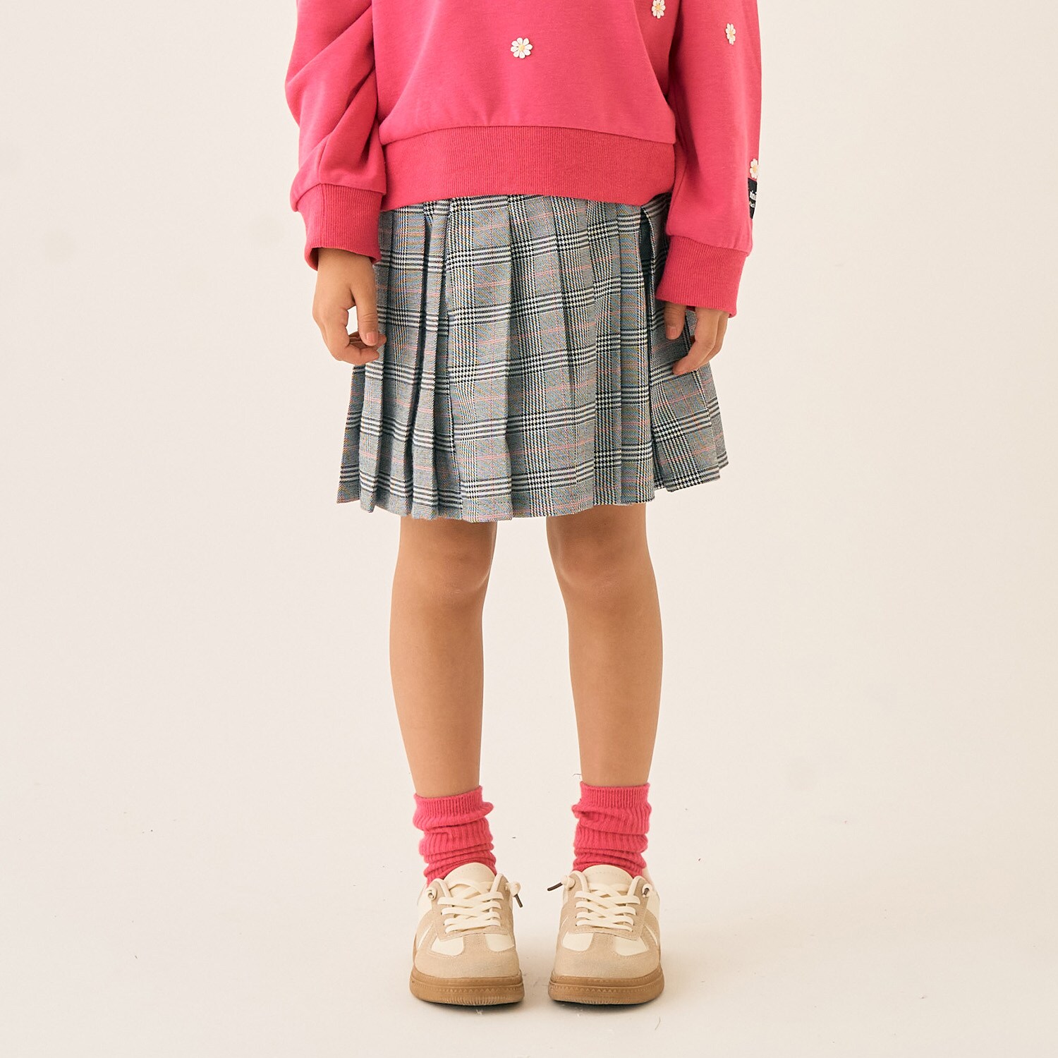 グレンチェック　プリーツキュロット