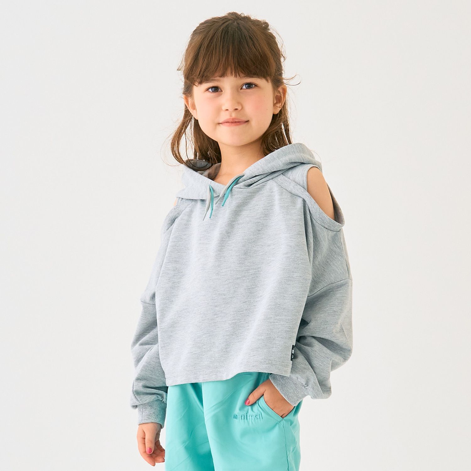 短丈肩だしミニ裏毛トレーナー