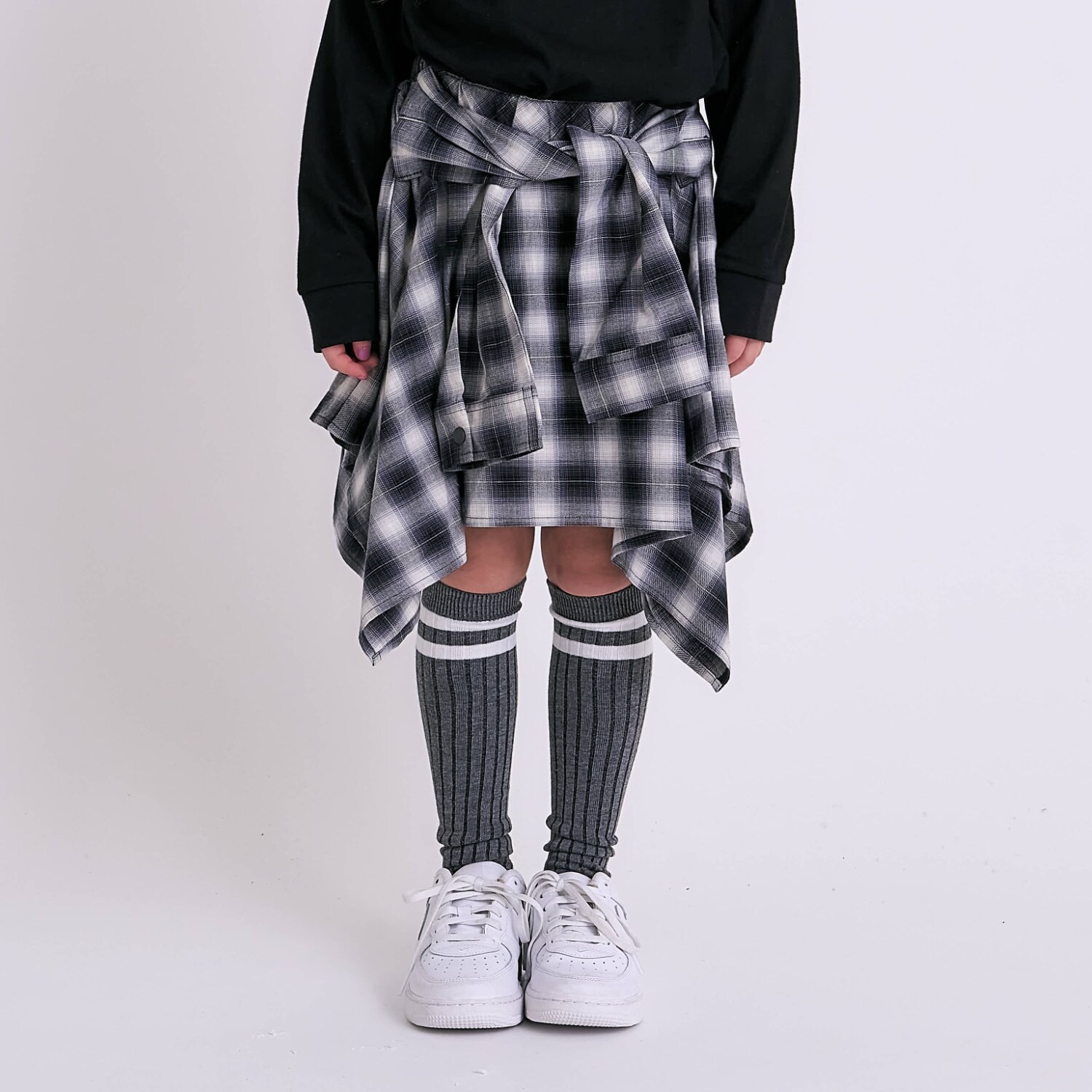 チェックイレヘムスカート