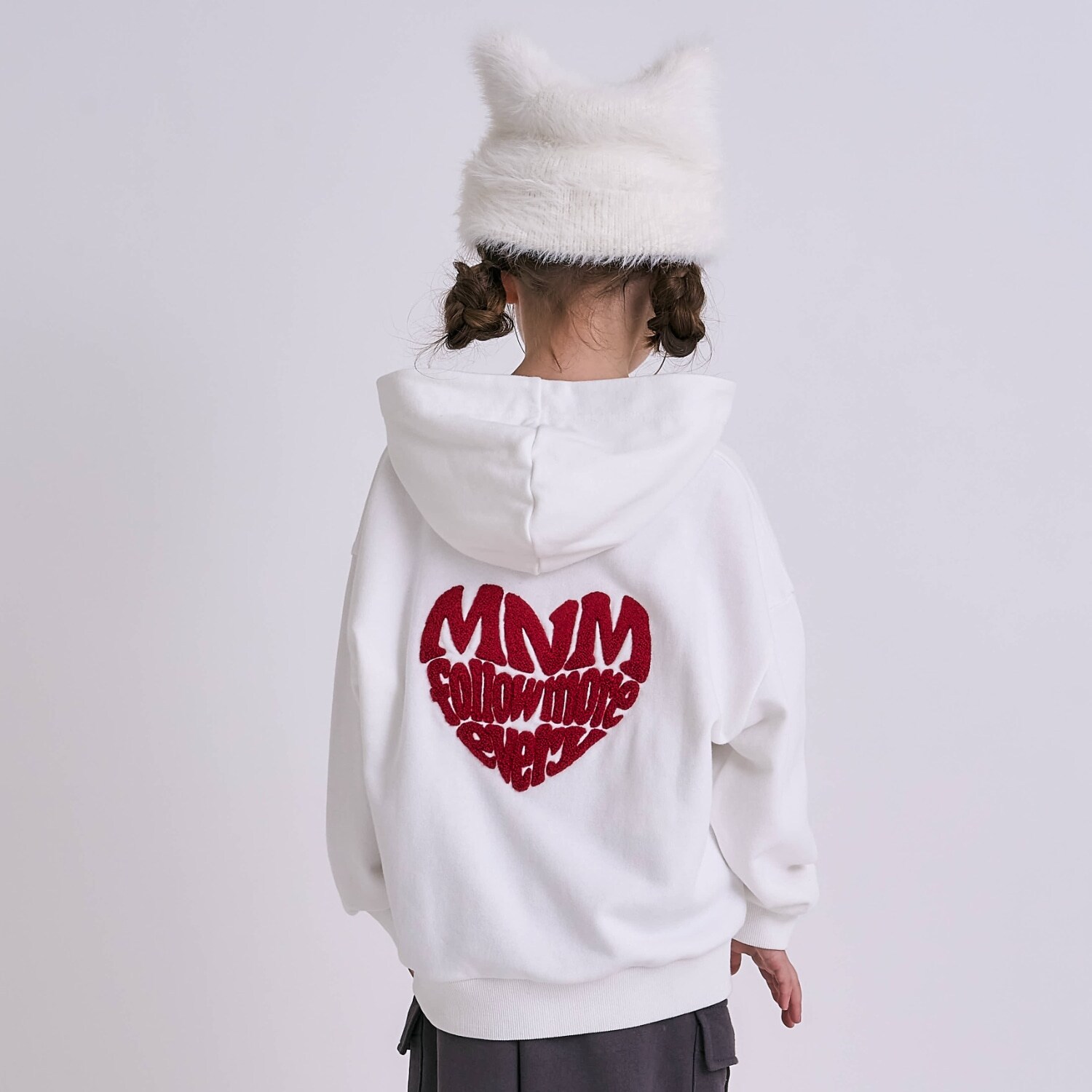 【裏起毛】【綿100】ナンバー＆ハートパーカー