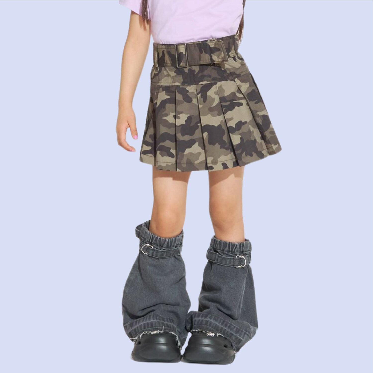 【インナーパンツつき】ベルトつきデニムスカート