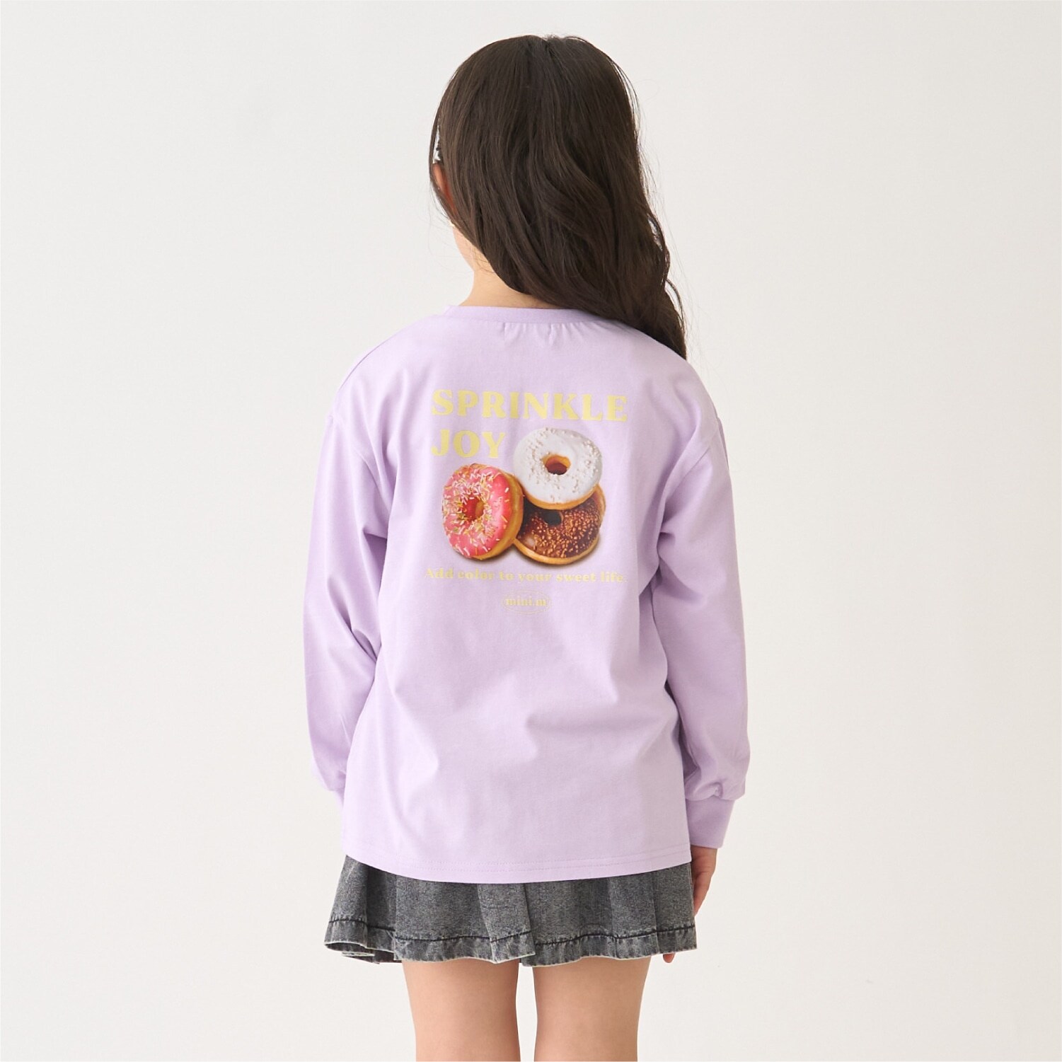 【綿100%】【防汚】ドーナツフォトプリント長袖Tシャツ