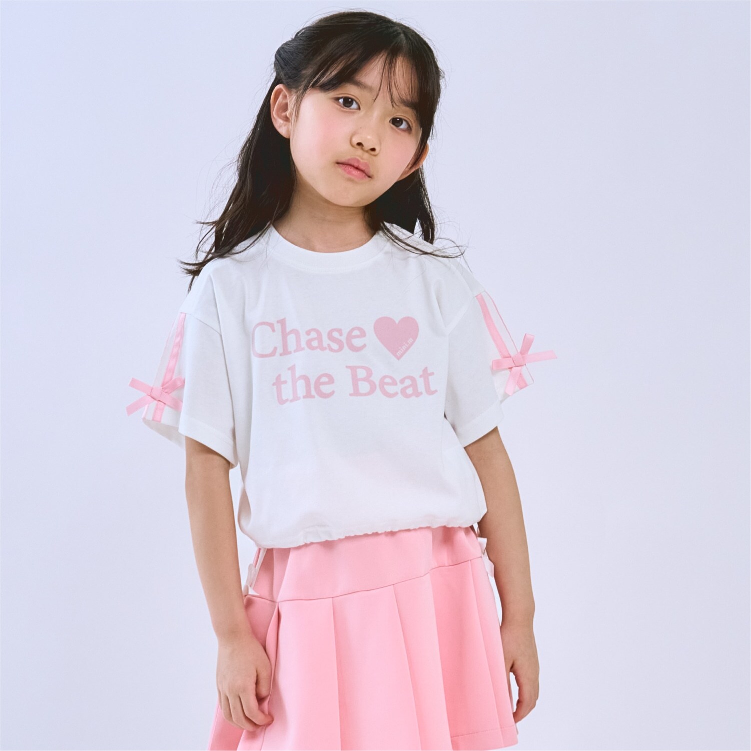 【接触冷感】袖リボン半袖Tシャツ