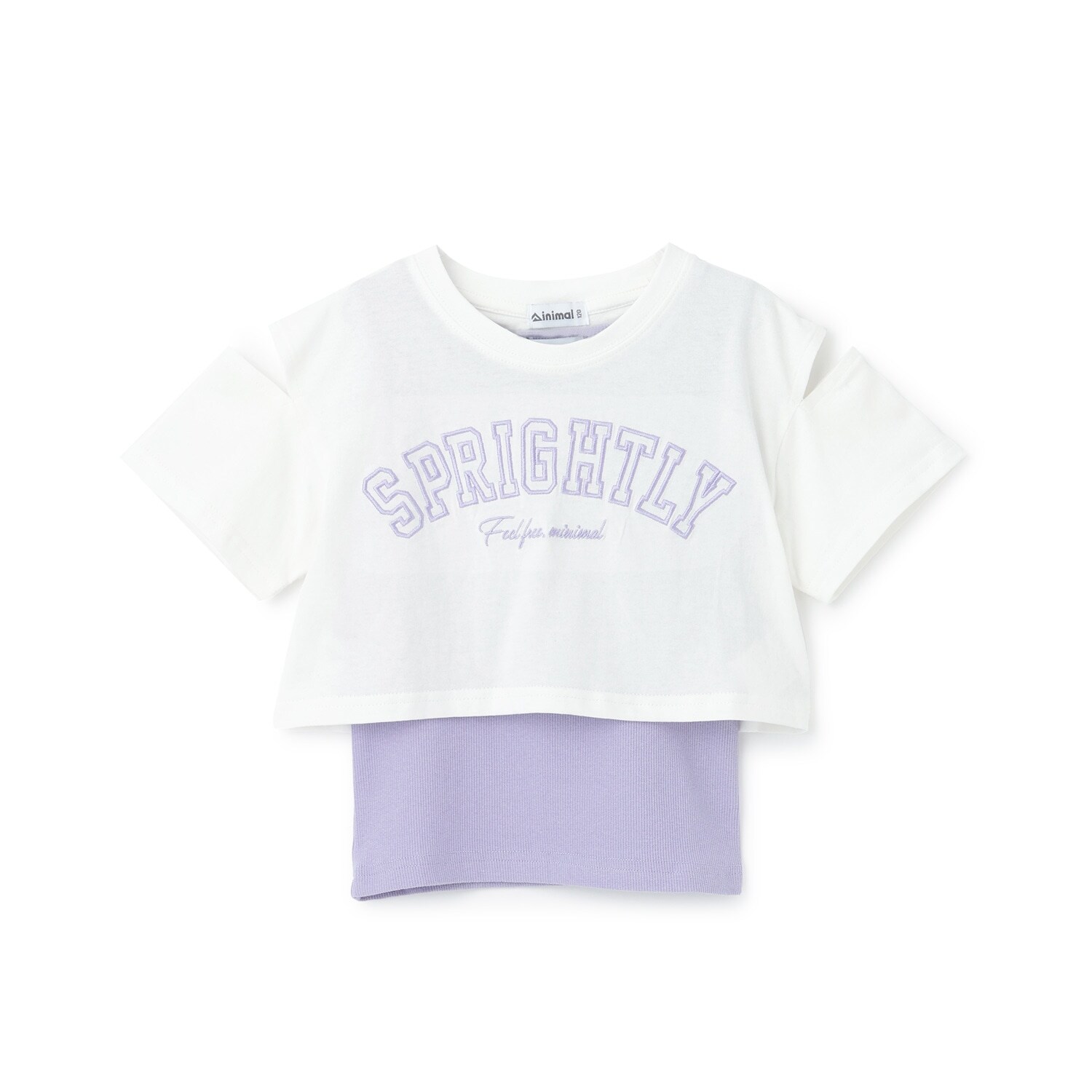 【インナーつき】肩あきクロップド半袖Tシャツ