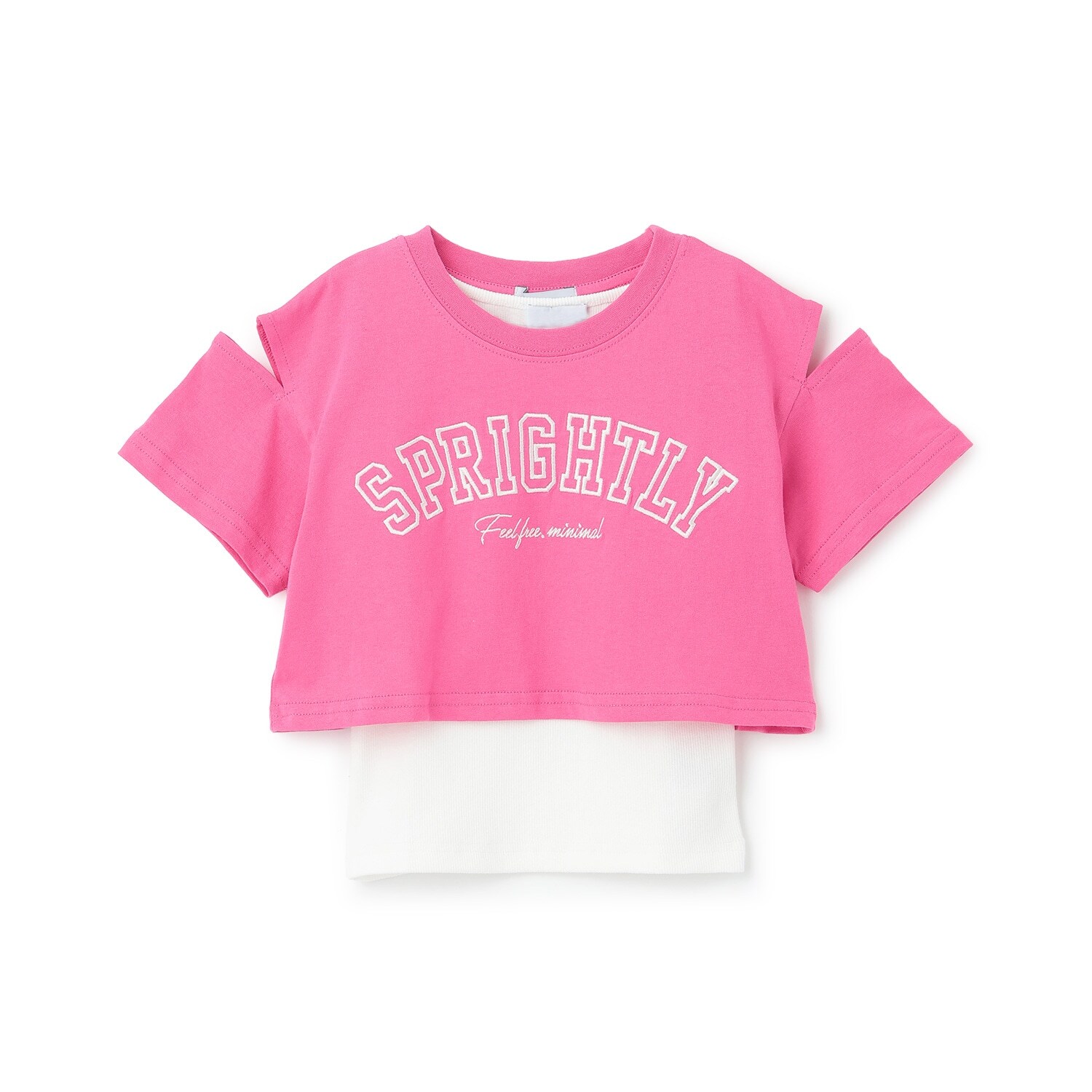 【インナーつき】肩あきクロップド半袖Tシャツ
