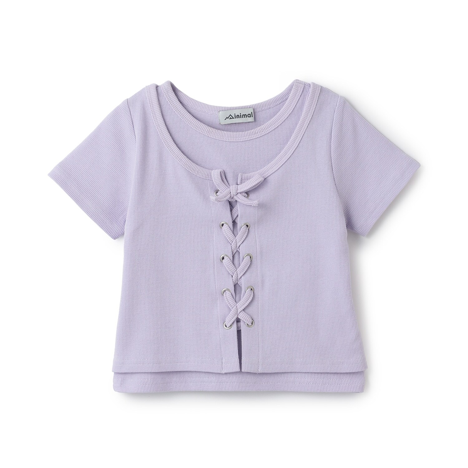 【吸水速乾】【サラサラプラス】テレコレースアップ半袖Tシャツ