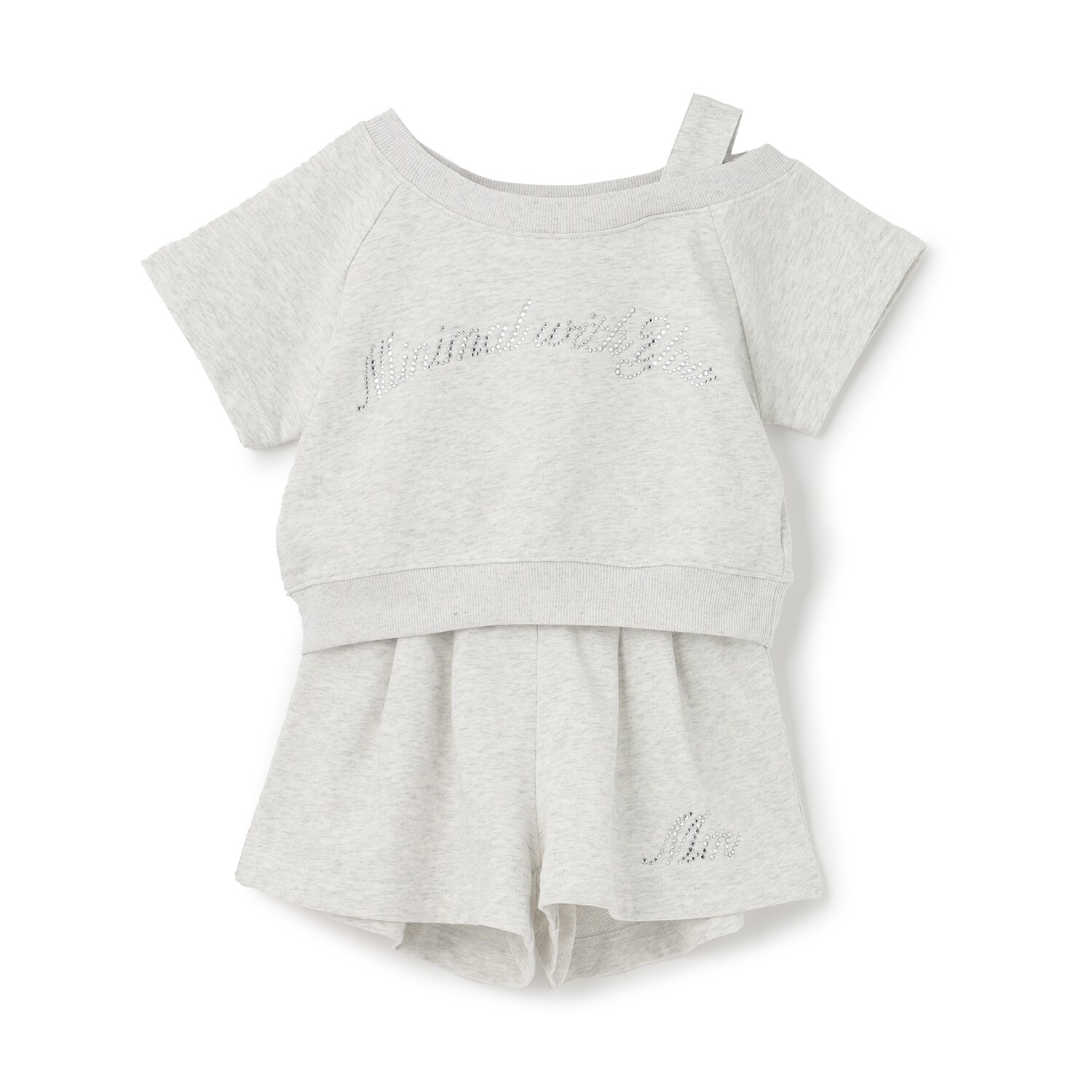 ラインストーン ロゴ\nワンショルTシャツセットアップ