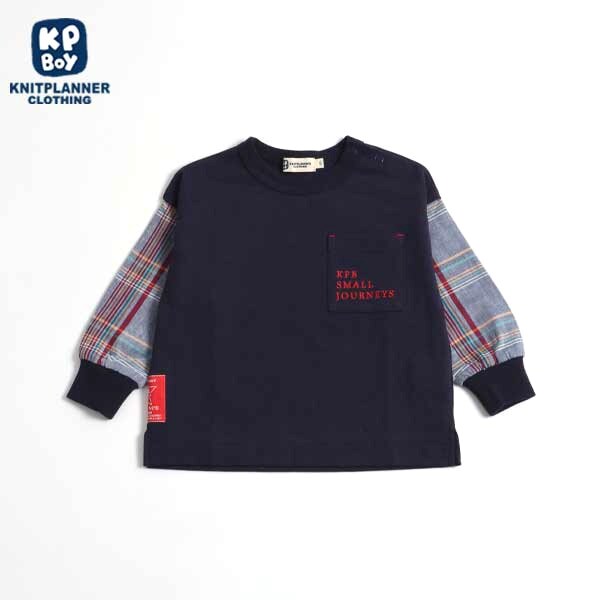 チャックレイヤード風長袖Tシャツ(90)