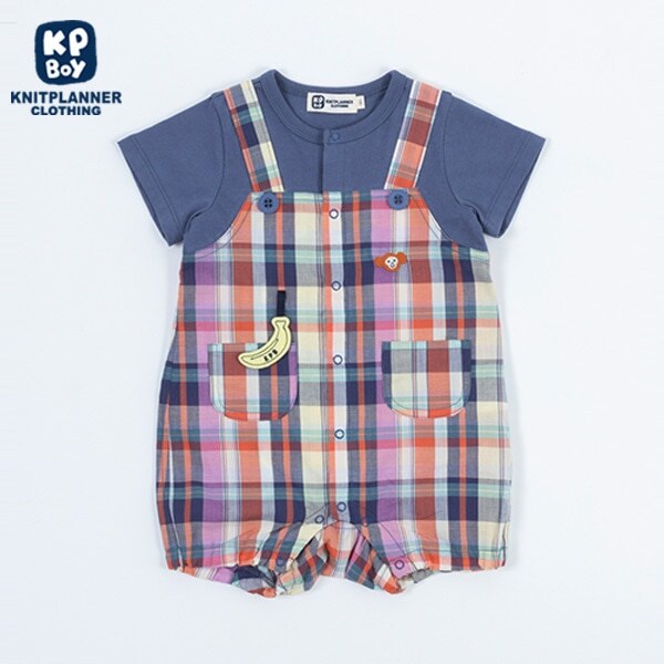 マドラスチェックのショートオール(Free70-80cm)