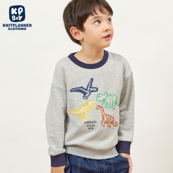 KPBOY(ケーピーボーイ)恐竜化石刺繍トレーナー(80～130)