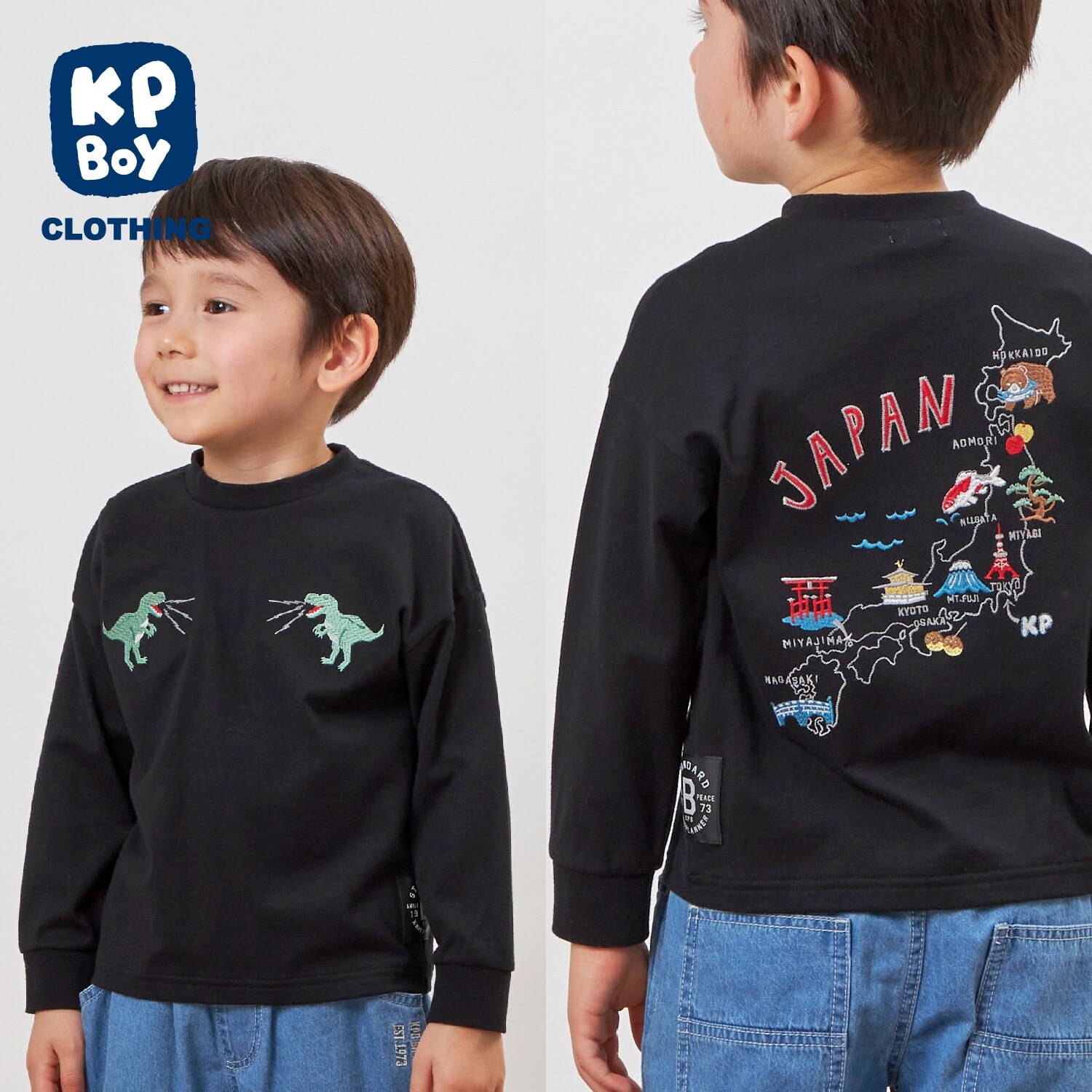 日本製/JAPANモチーフ長袖Tシャツ(100-160cm)