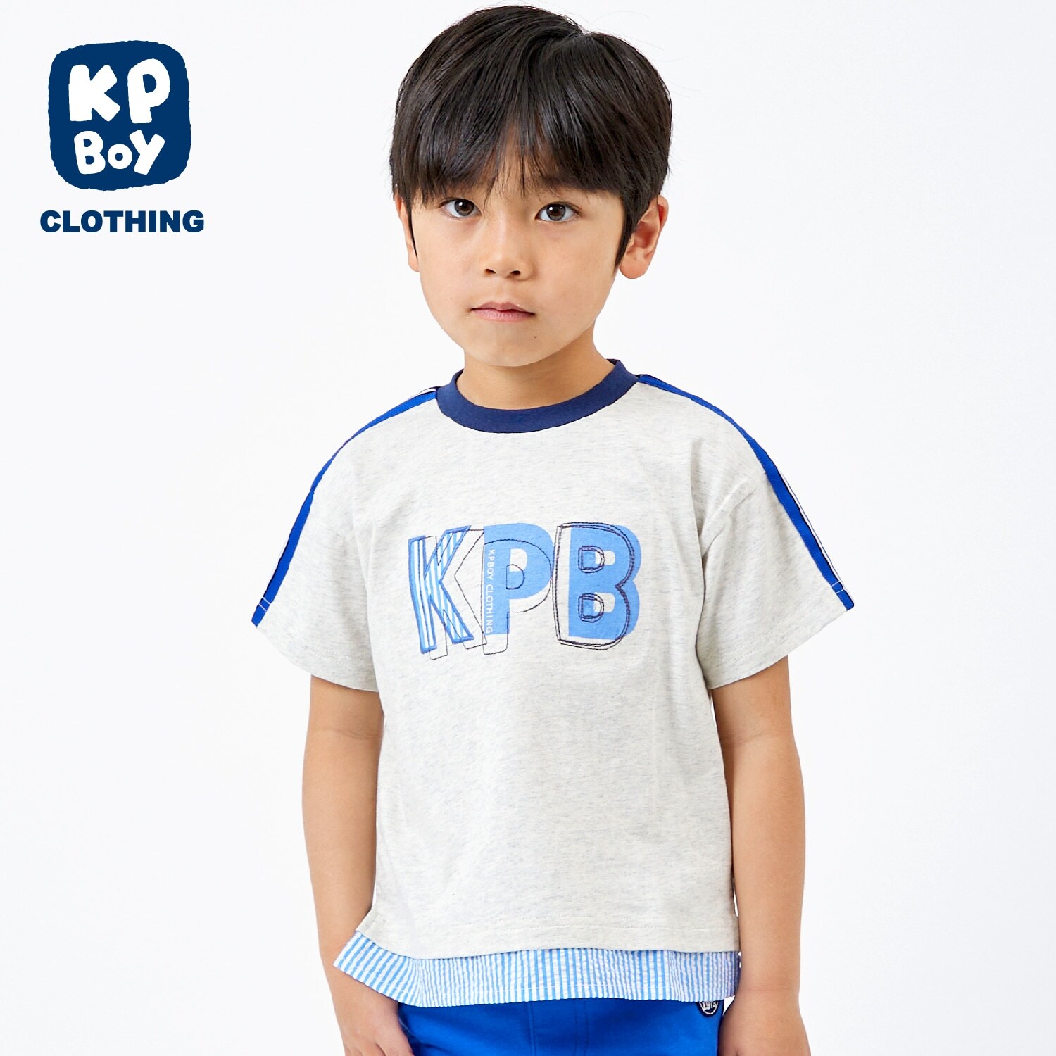 肩ニットテープKPBグラフィック裾レイヤードTシャツ