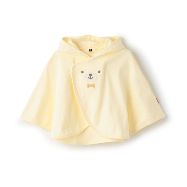 スムースクマアップリケ刺しゅうマント