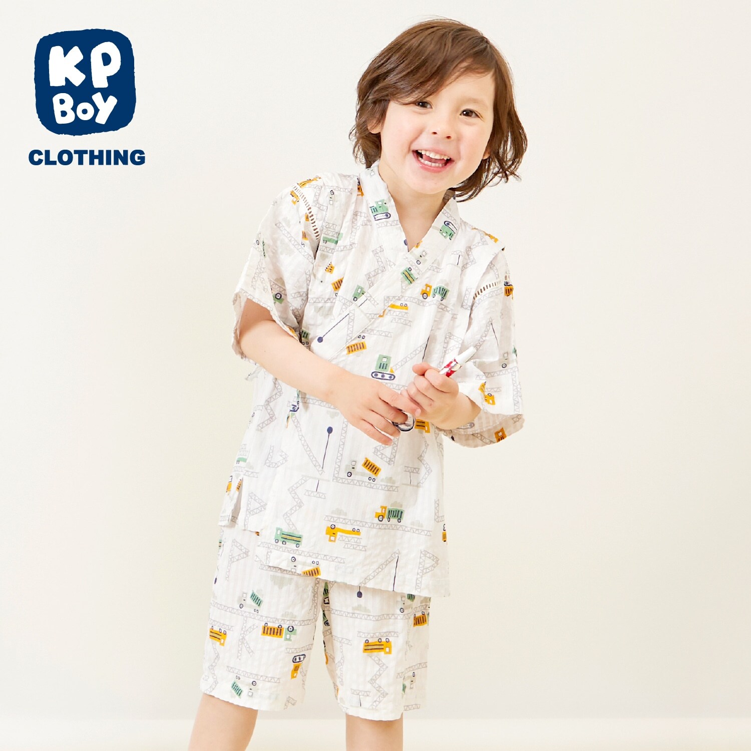 甚平 働く車×鉄骨柄