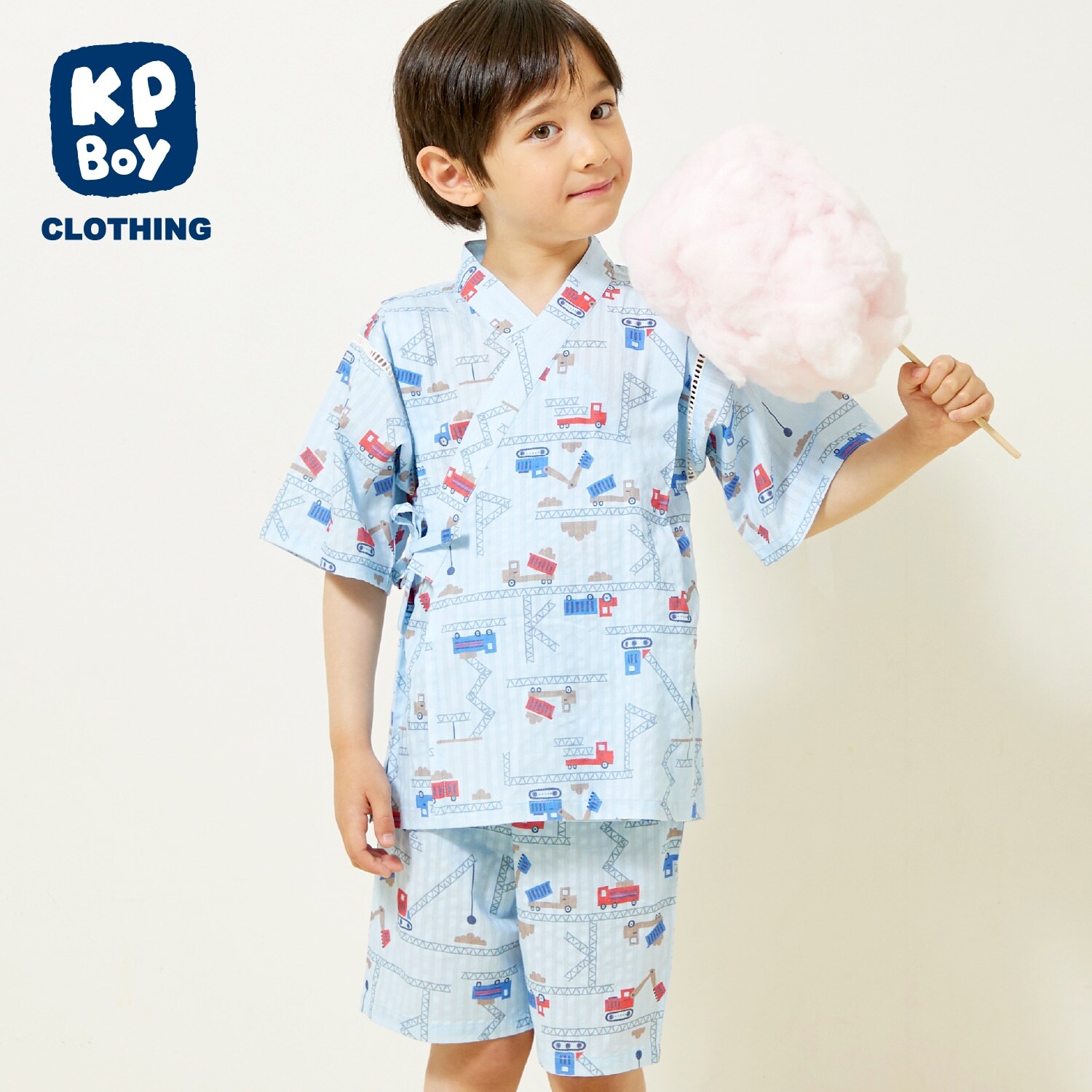 甚平 働く車×鉄骨柄