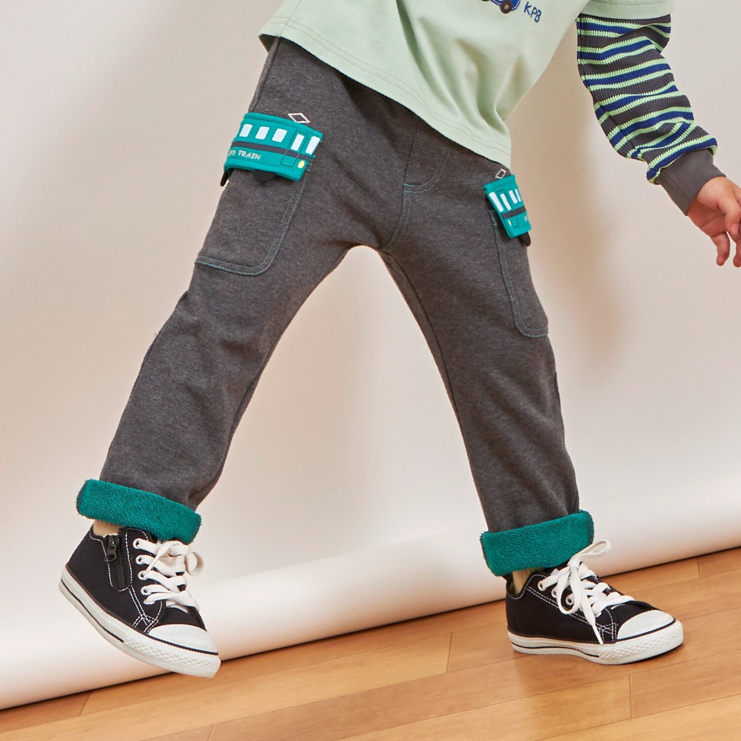 電車フラップ 裏毛カーゴパンツ