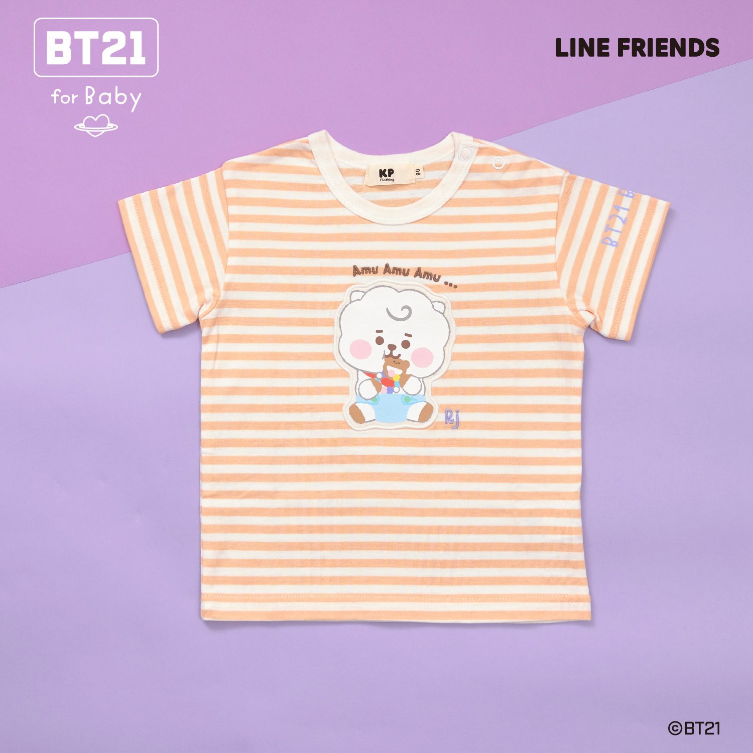 【BT21】アップリケボーダー半袖Tシャツ
