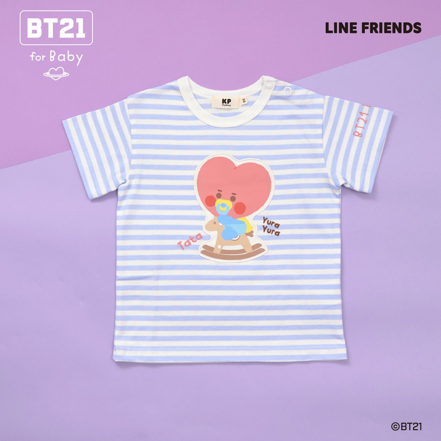 【BT21】アップリケボーダー半袖Tシャツ