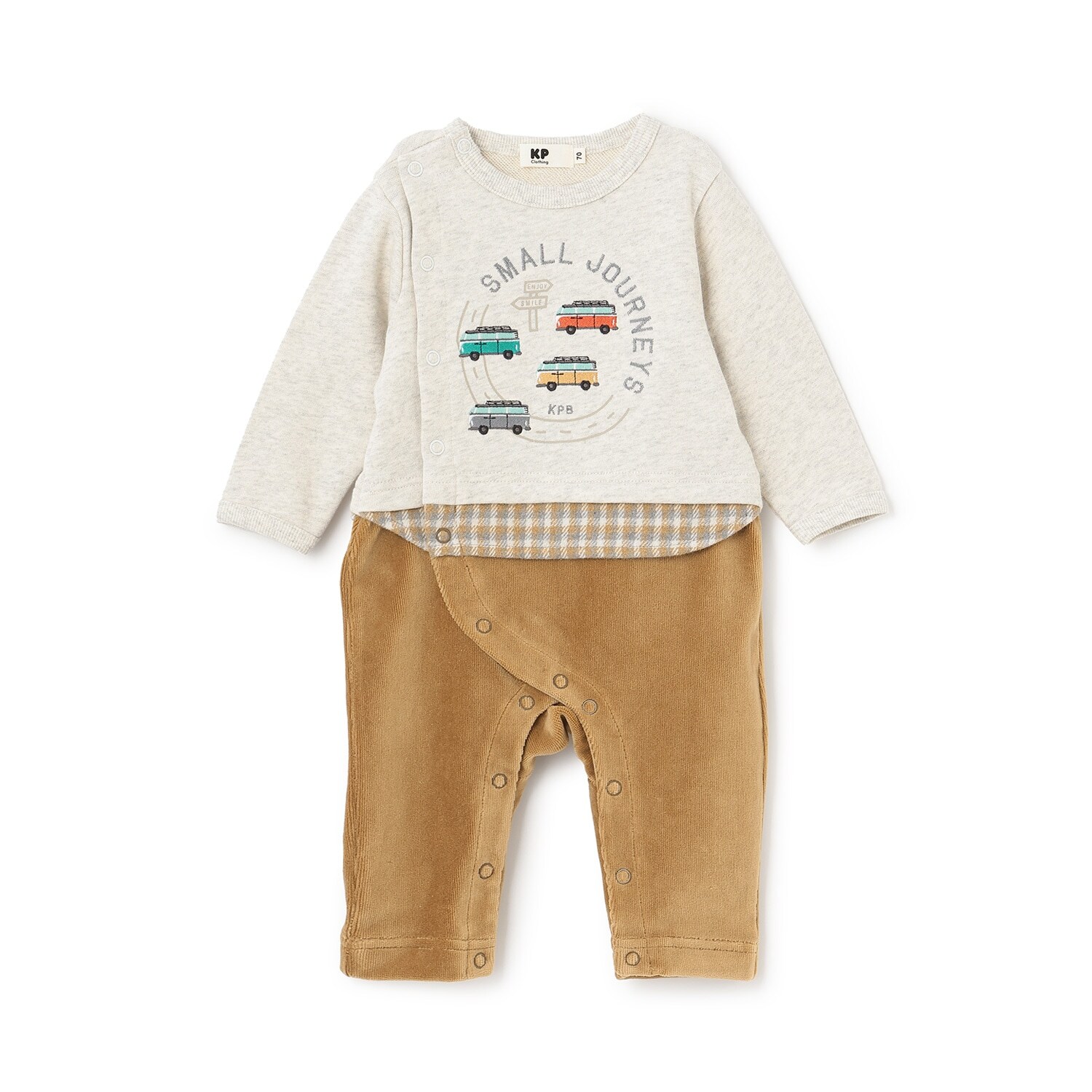 車刺しゅう 裏毛×ニットコール カバーオール