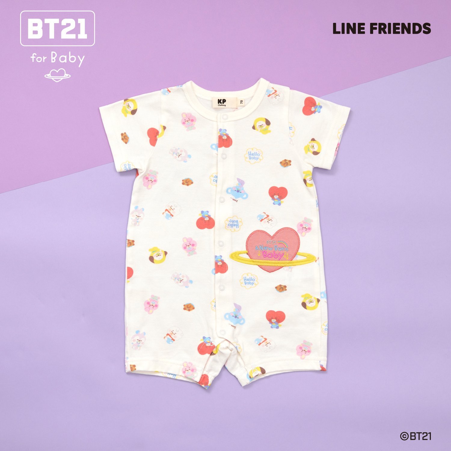 【BT21】アップリケ 総柄ショートオール