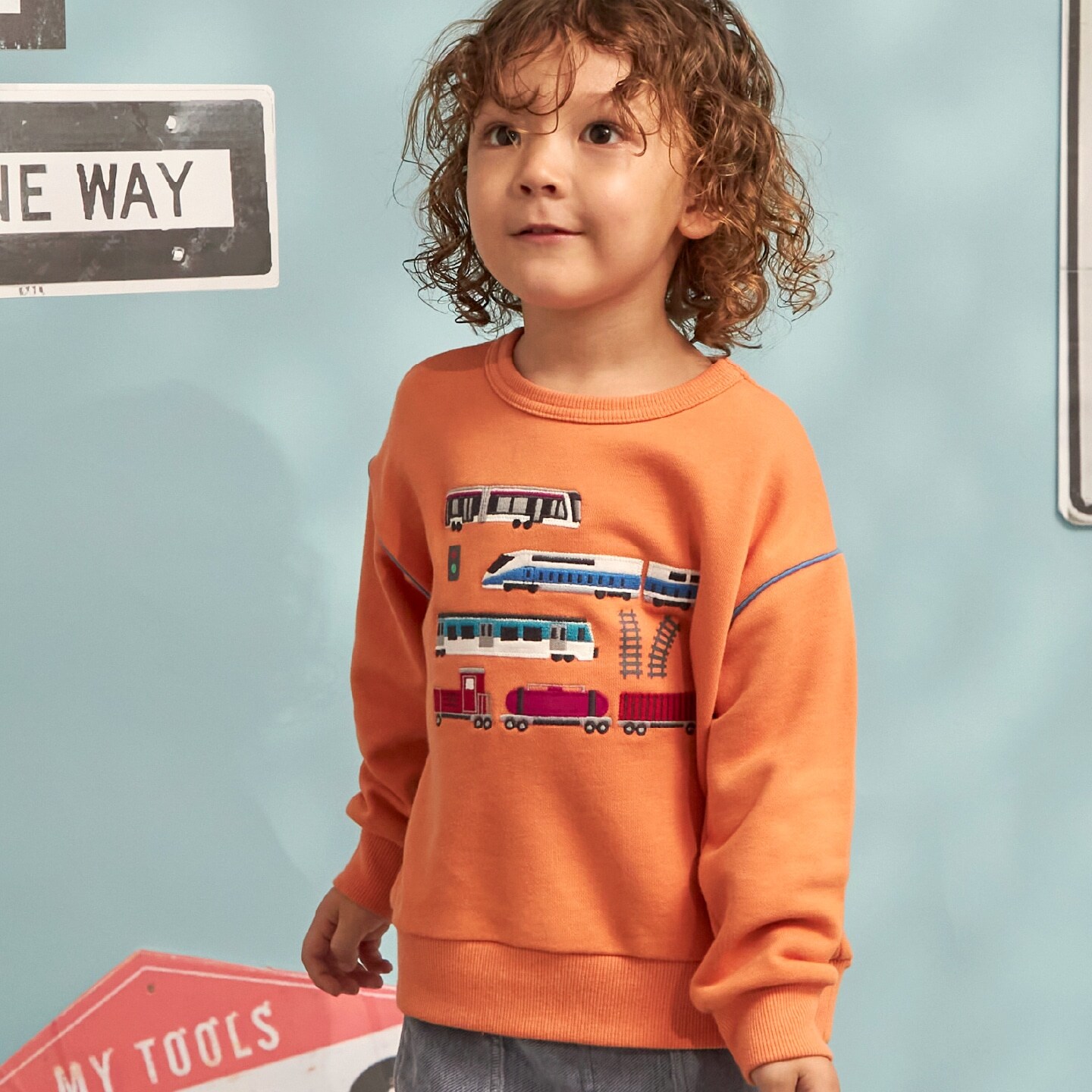 電車アップリケ トレーナー