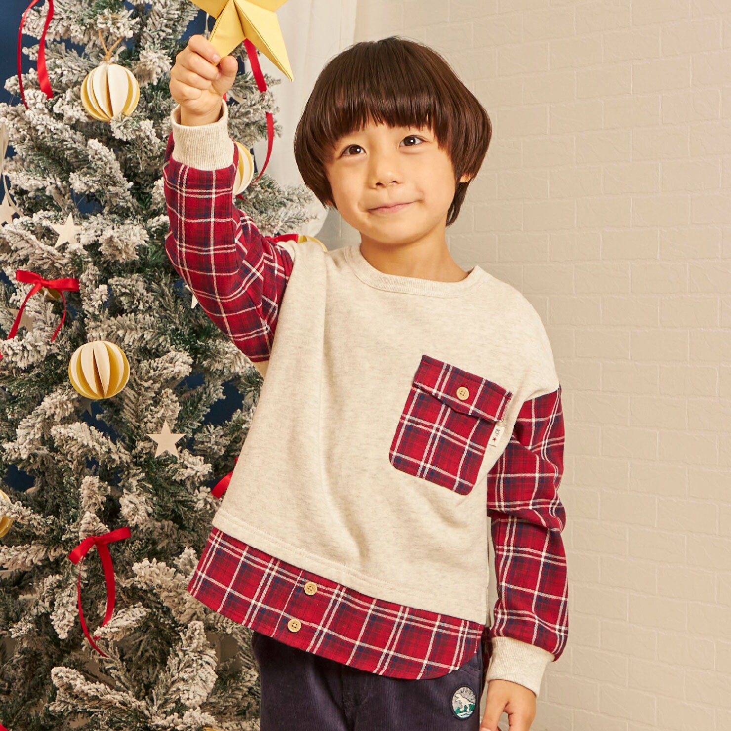 先染チェック×裏毛 ポケットトレーナー