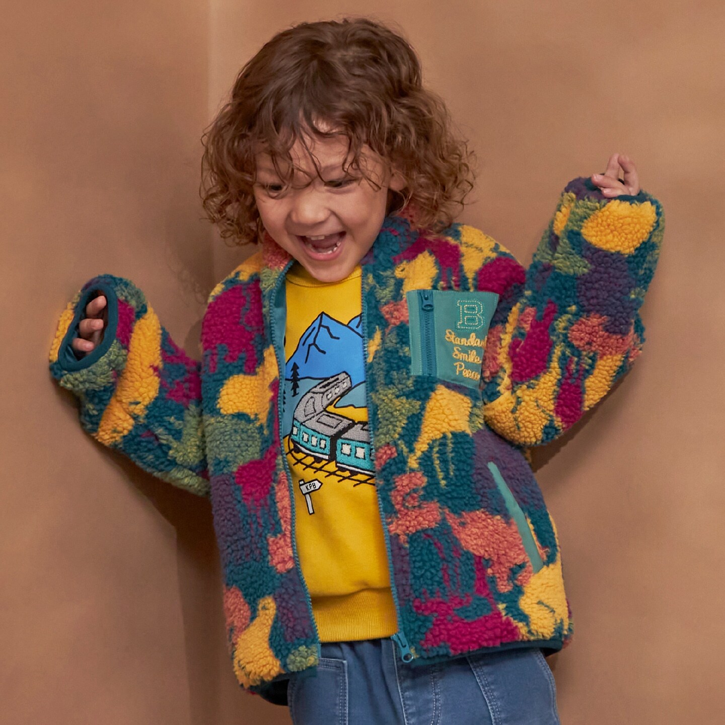 迷彩プリント ボア ジャケット