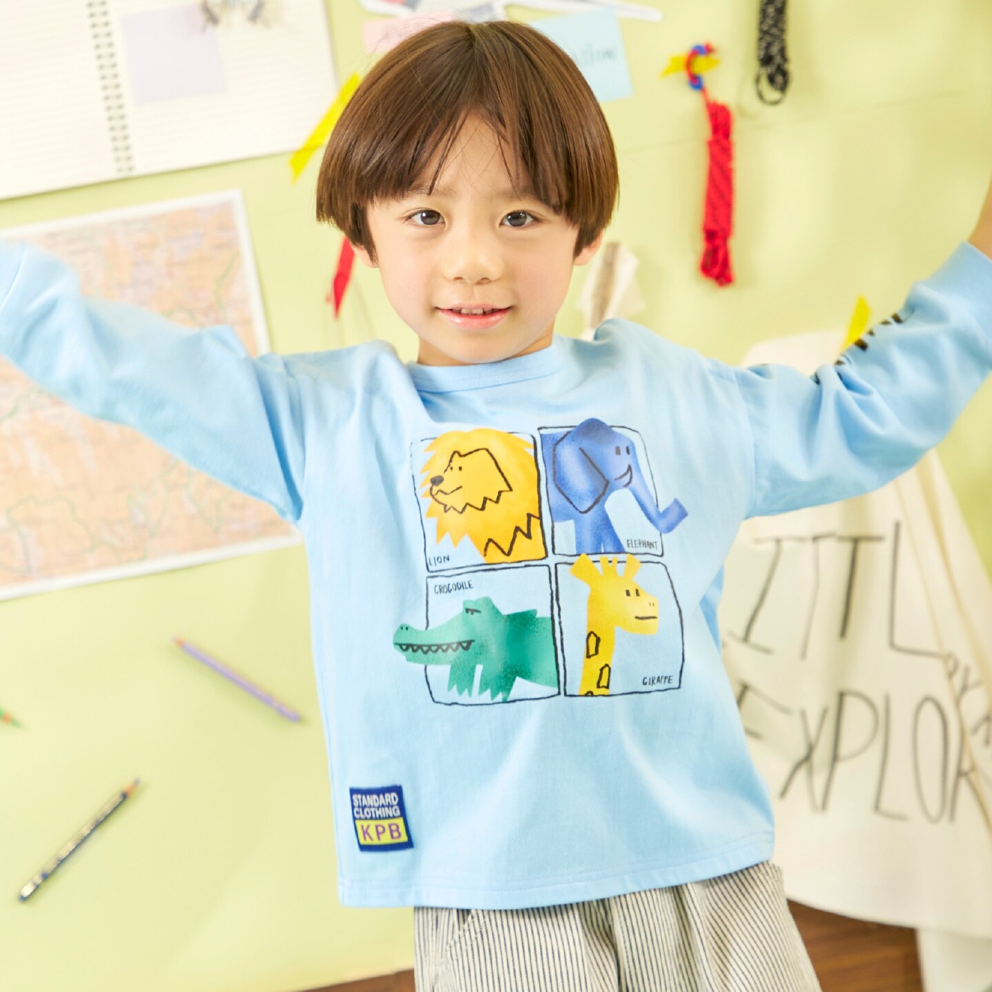 【GOOD PRICE】 アニマルモチーフプリント長袖Tシャツ