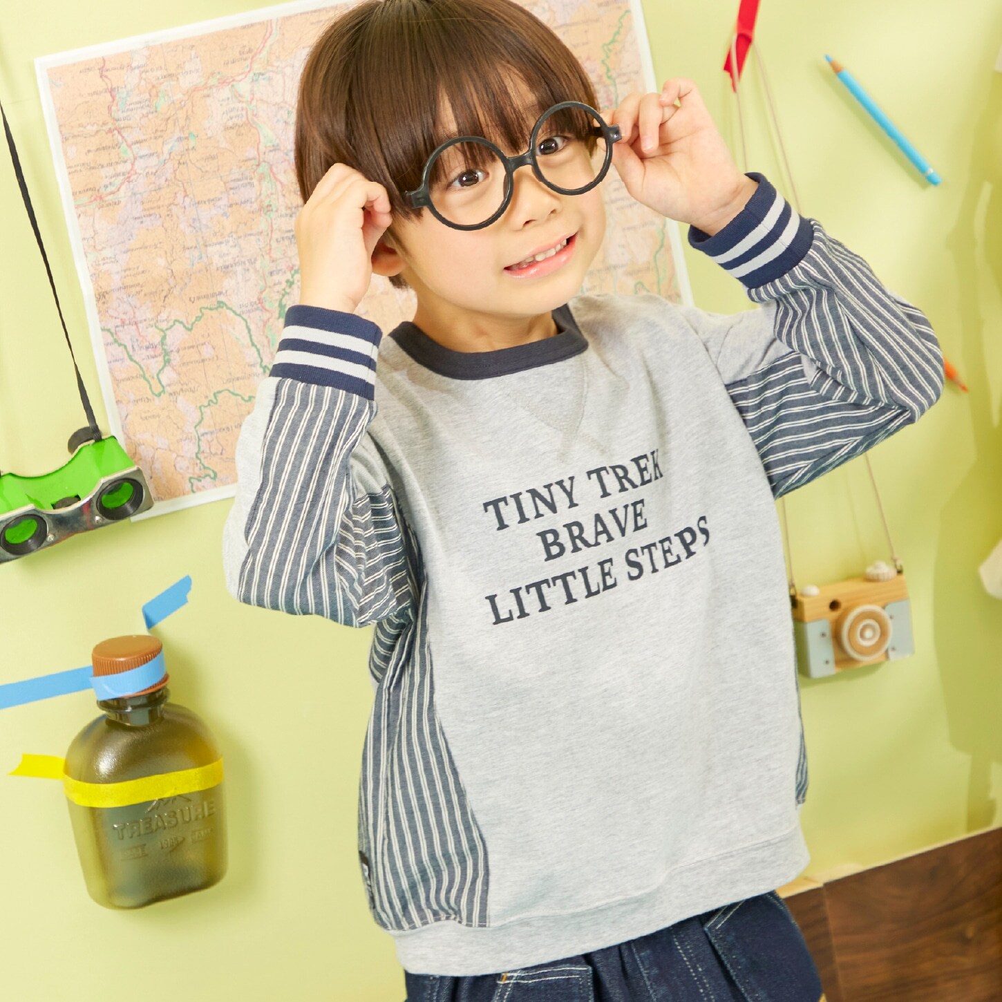 ストライプづかい長袖Tシャツ