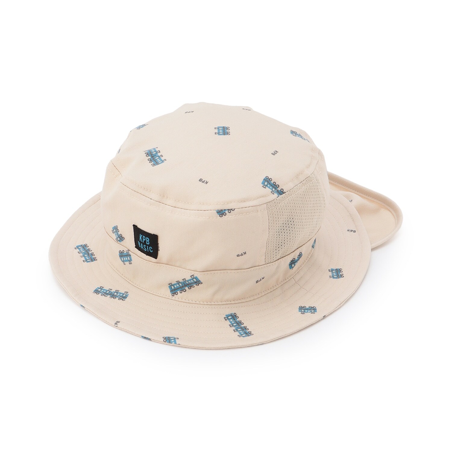 電車総柄プリント 日除け付きハット