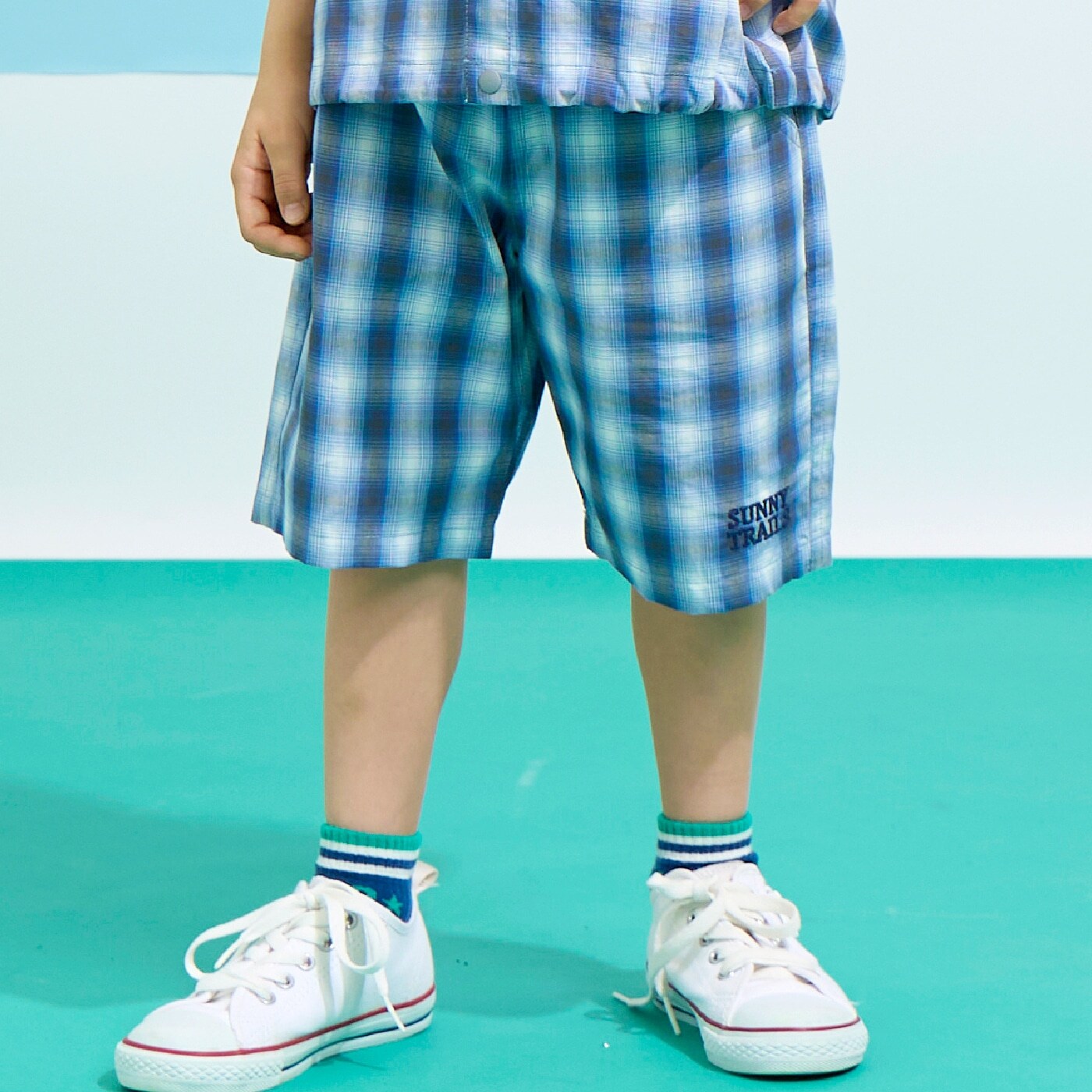 オンブレチェック ハーフパンツ