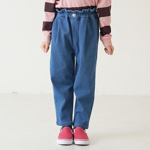 【クロップド丈】ウエストフリルムジテーパードパンツ