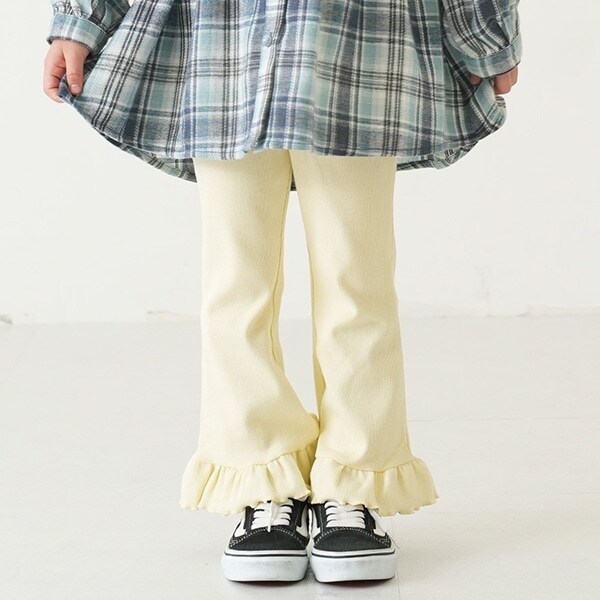 【防汚加工】裾フリルリブパンツ