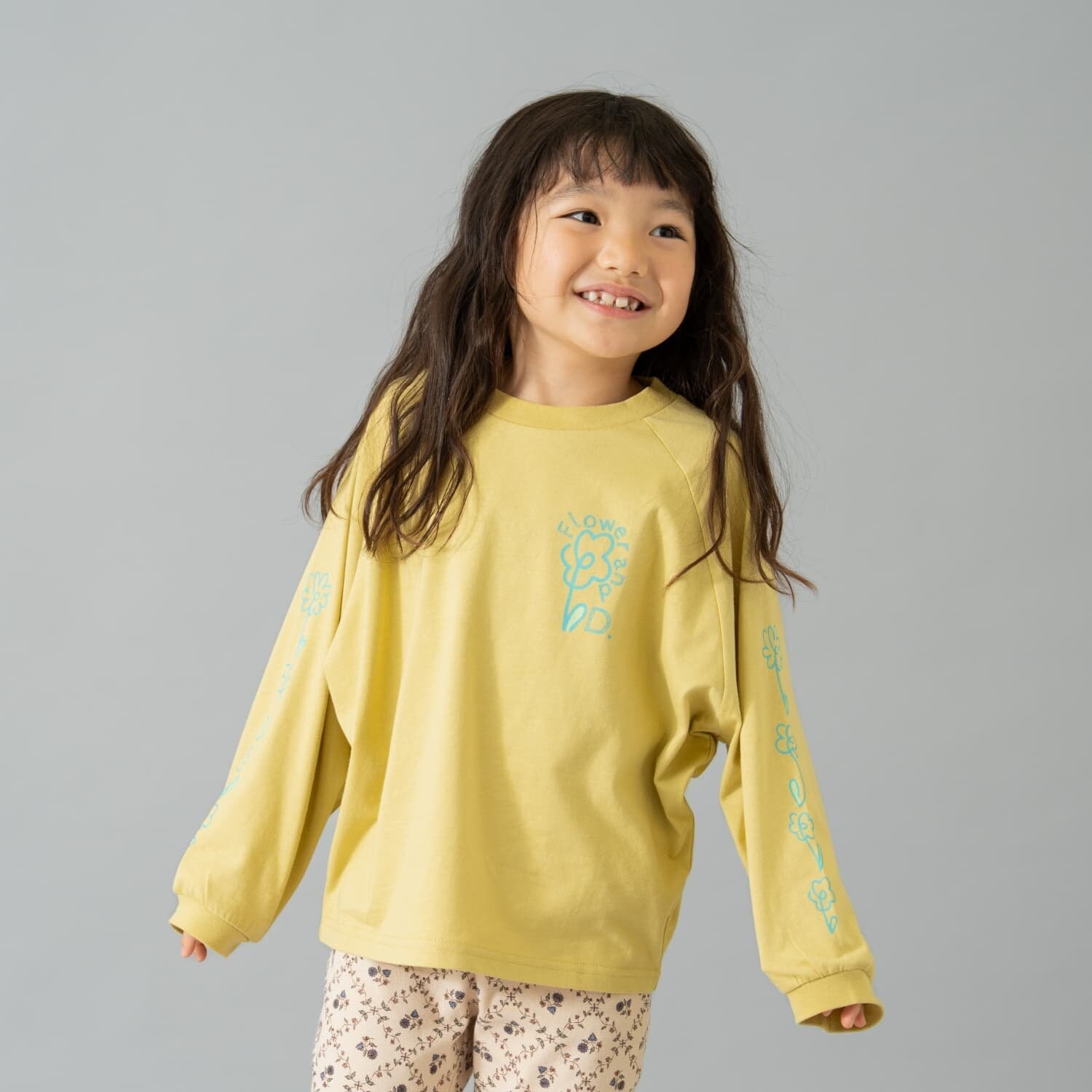 【綿100】【365D.】袖プリントドルマンロンT