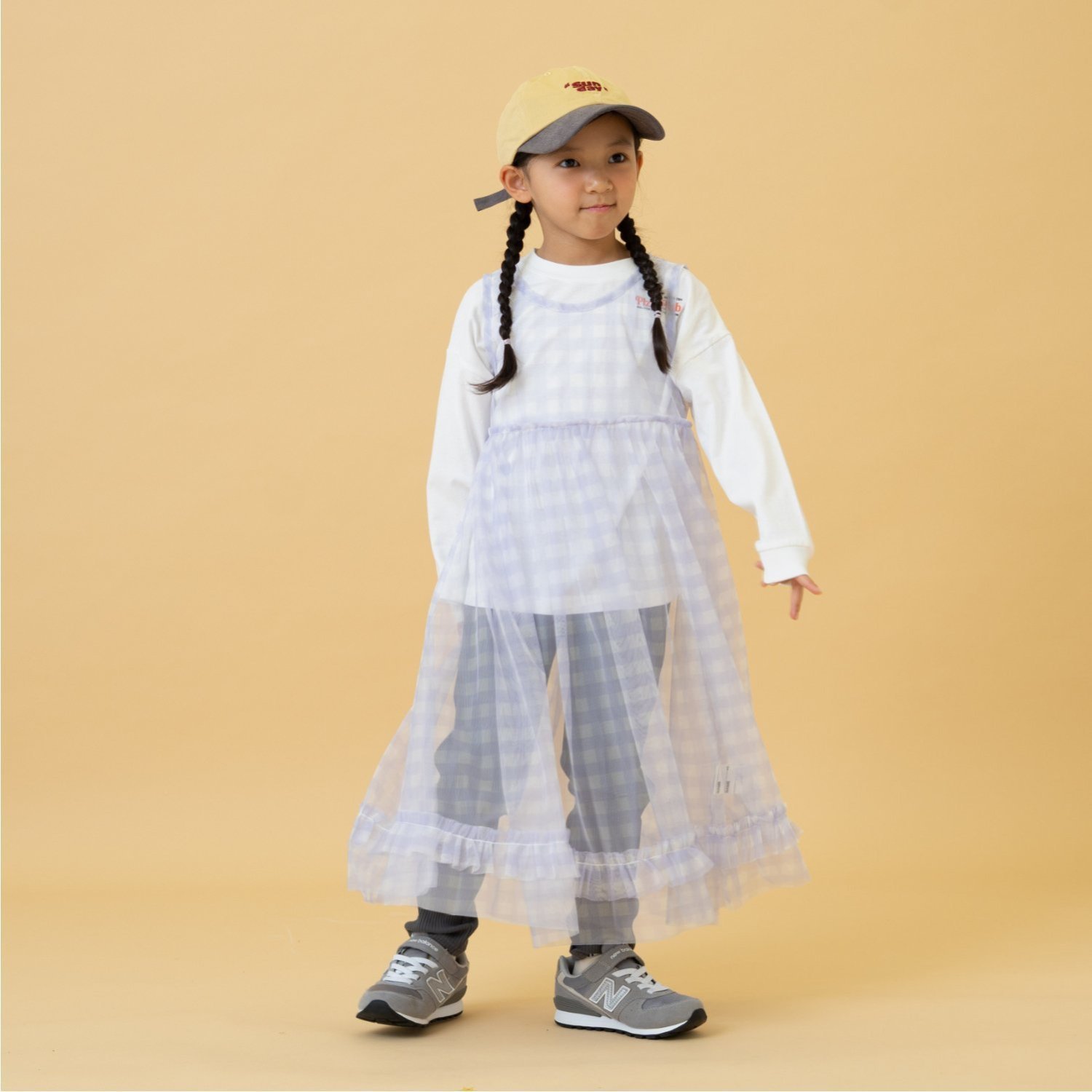 シフォンチェックワンピース