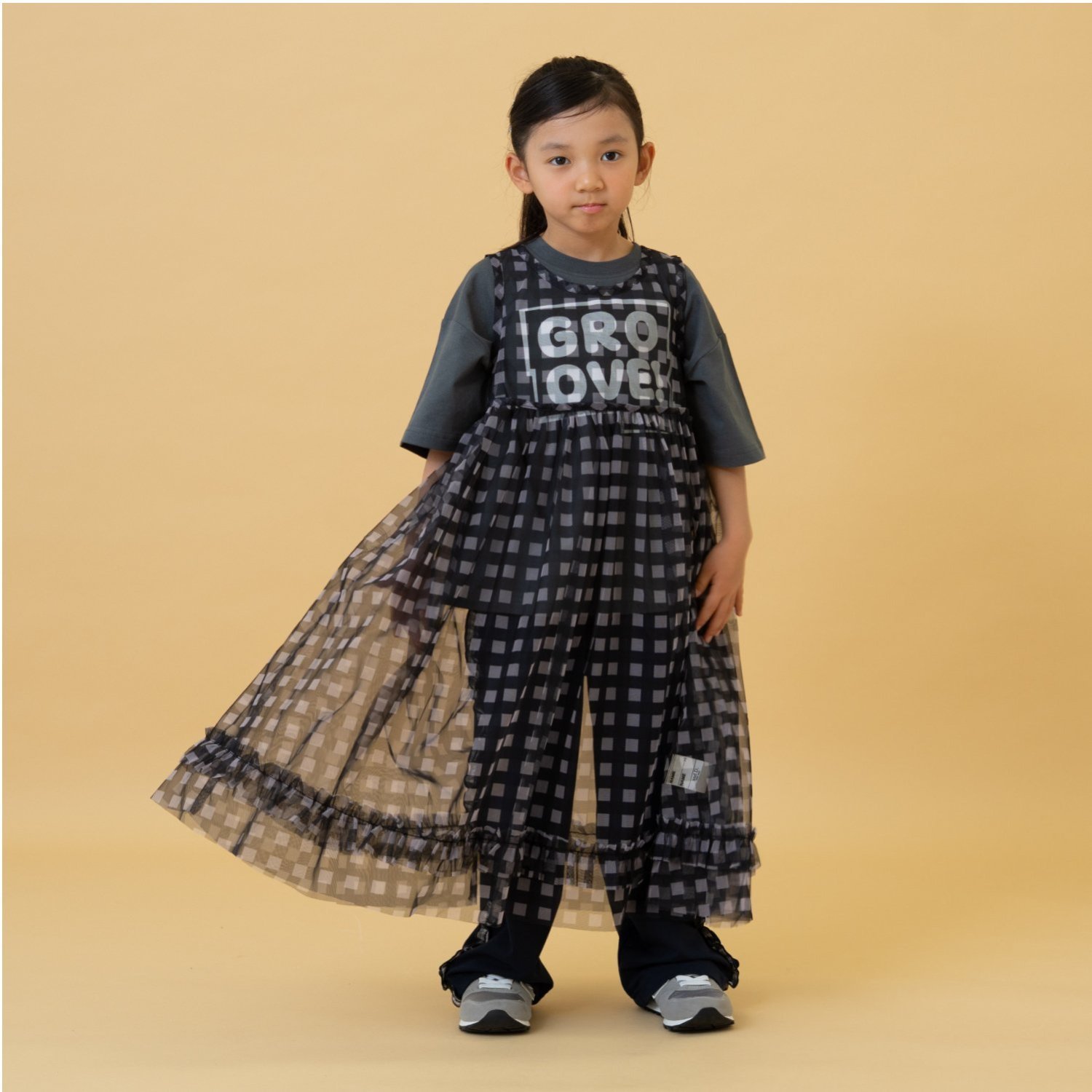 シフォンチェックワンピース