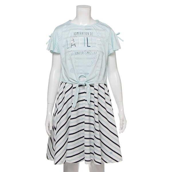 透けTシャツ×ボーダーワンピースセット