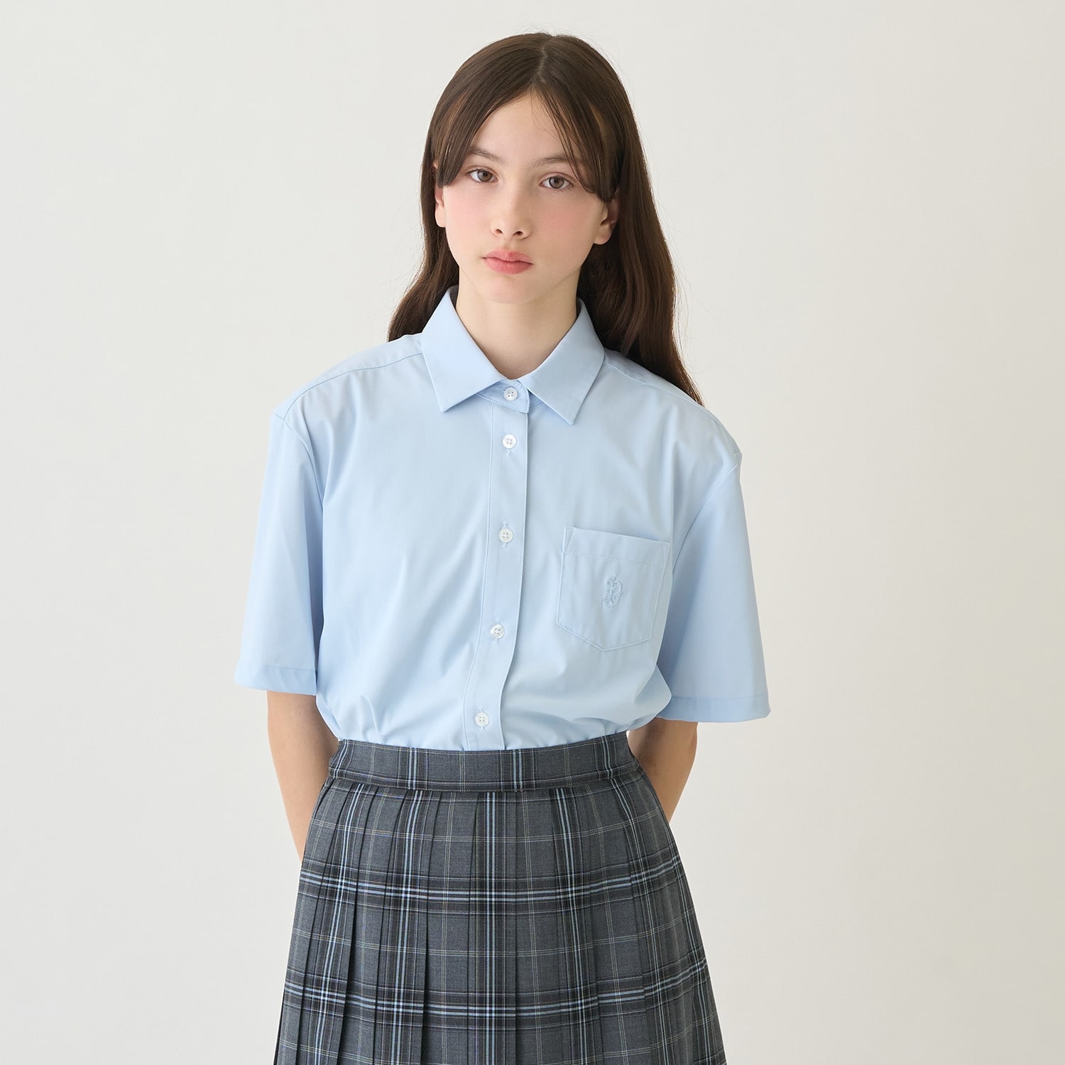 【UVカット】角衿半袖カットソーシャツ