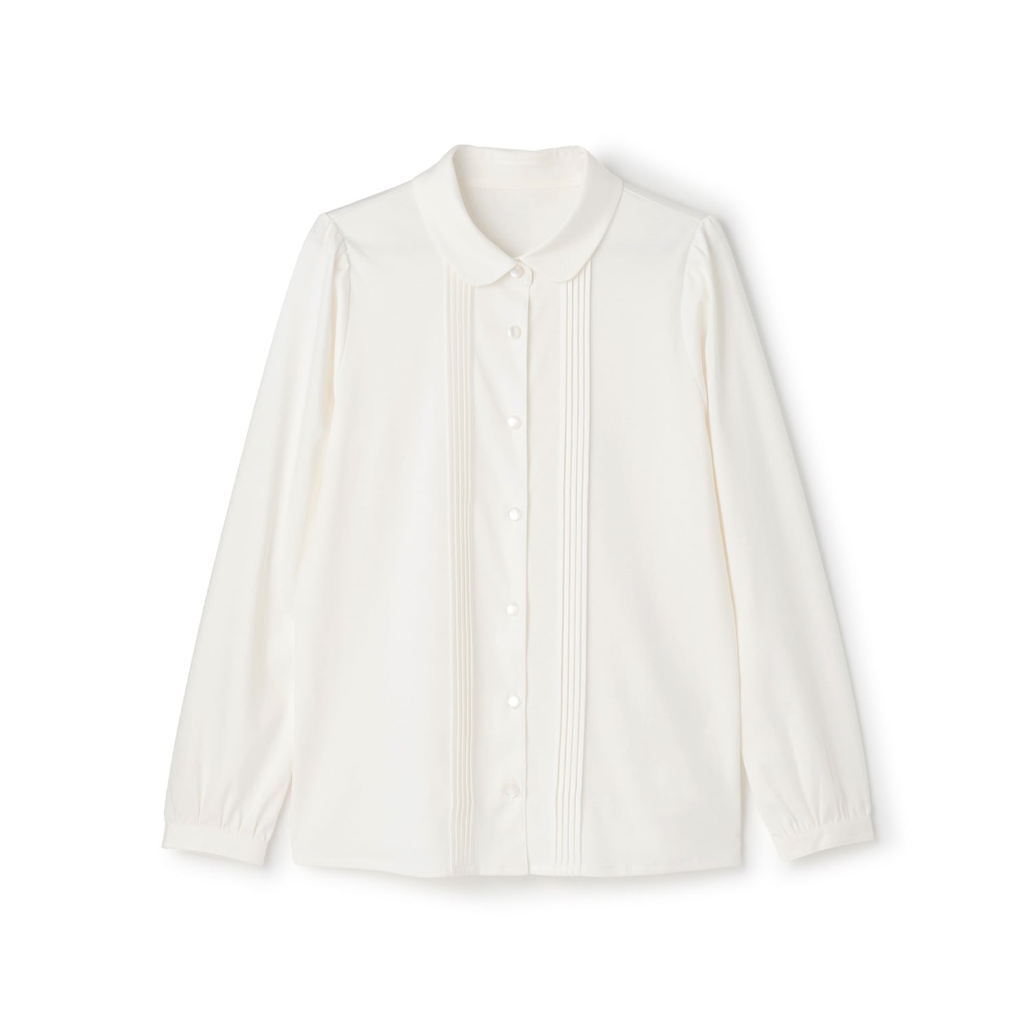 【予約商品】【卒服】【シルケット加工】丸襟カットソーブラウス