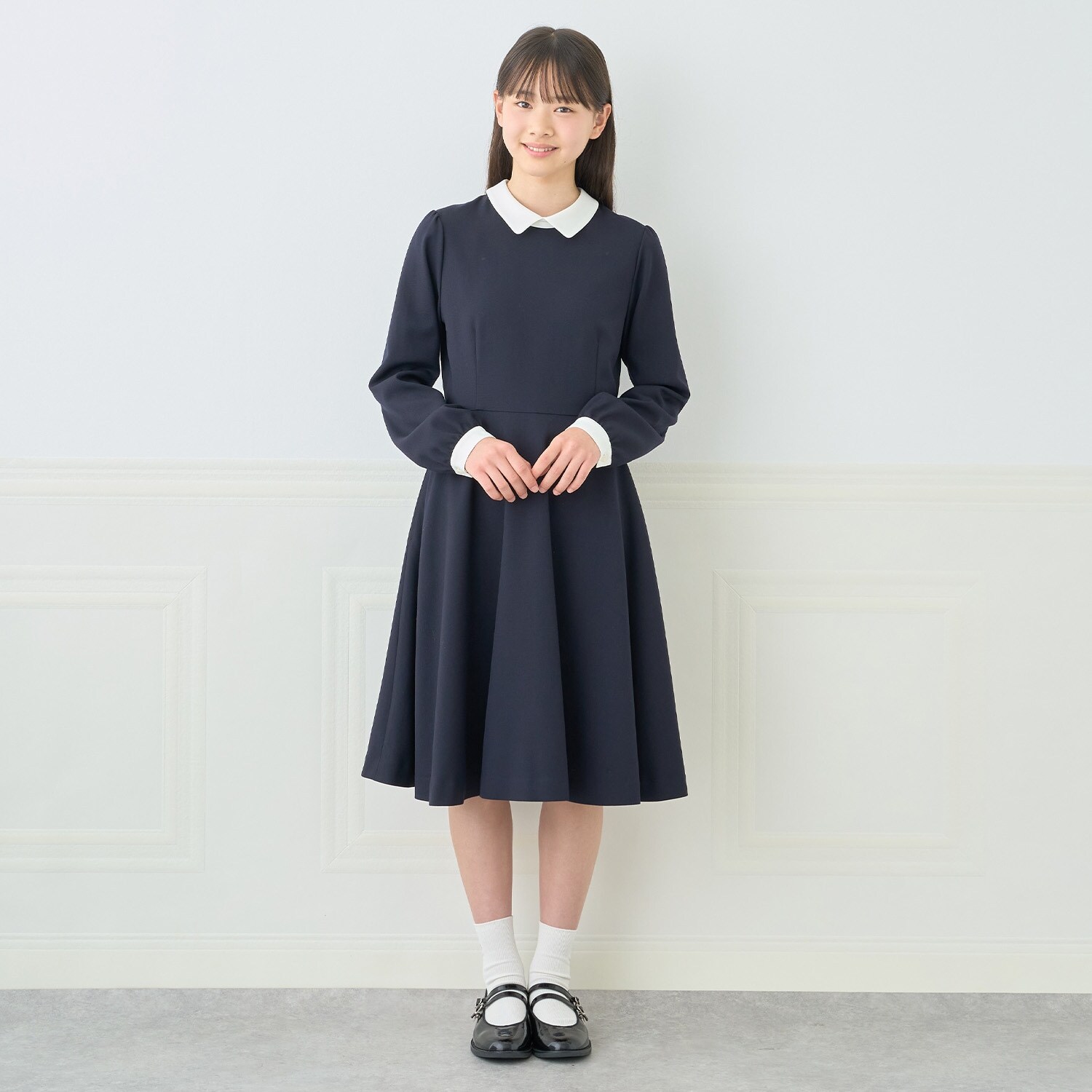 【予約商品】【卒服】ウール白襟ワンピース