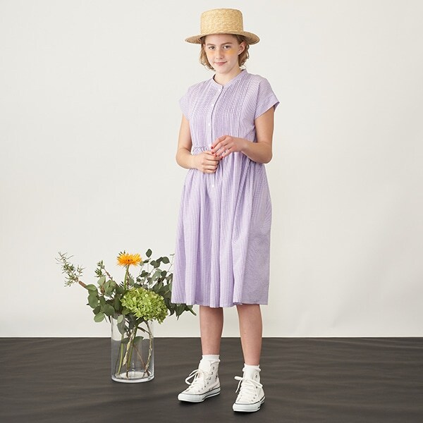 【AMI】ピンタックギンガムチェックシャツワンピース