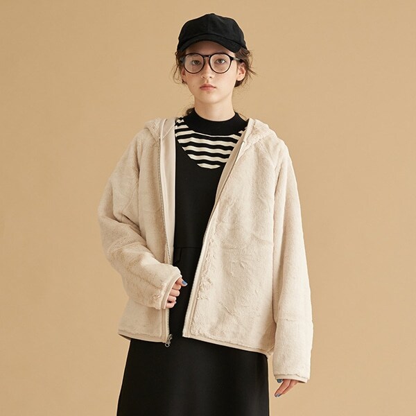 【AMI】エコファーリバーシブルZIPパーカ