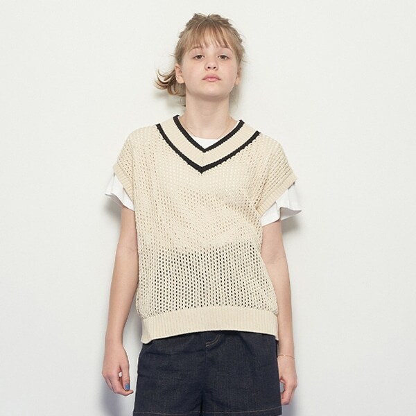 【AMI】メッシュVベスト+Tシャツセット