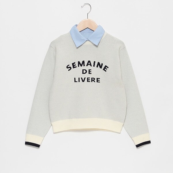 【AMI】つけ衿ロゴニットプルオーバー