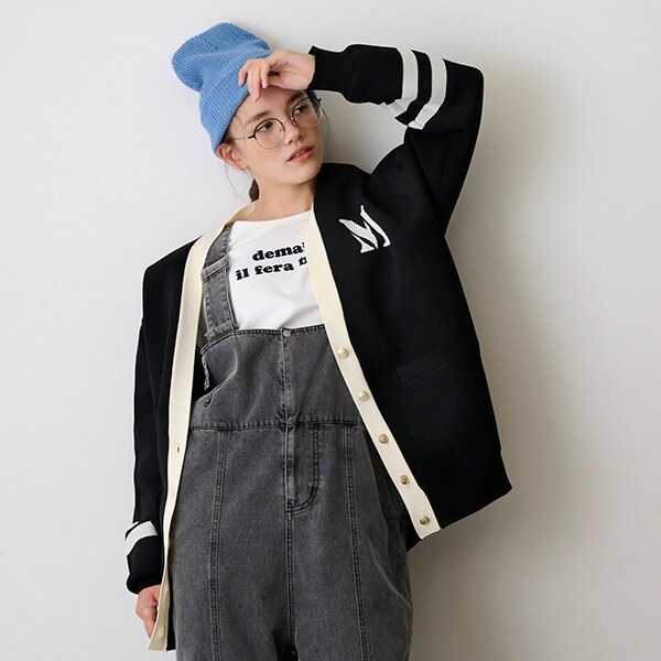 【AMI】袖ラインVネックカーディガン