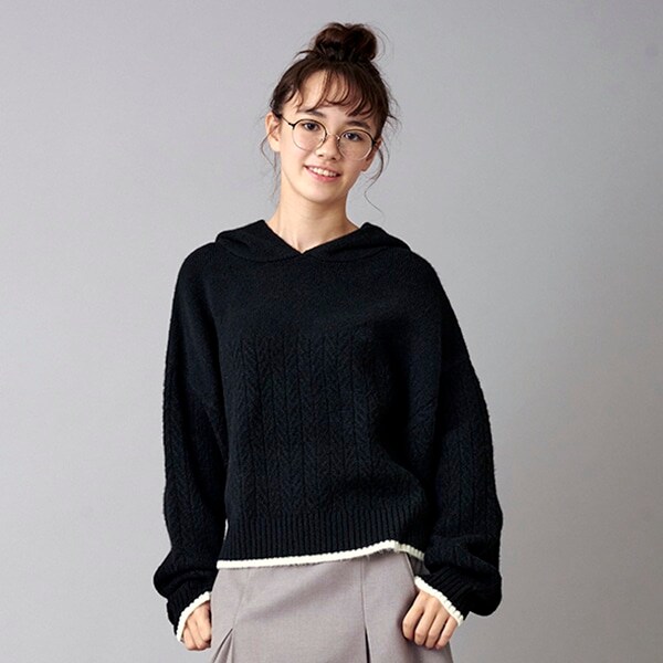 【AMI】ケーブルニットパーカ